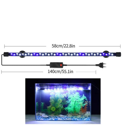 LED Plant Grow Light for Aquariums, Waterproof, suitable for fish tanks 18-58CM. Decorative lighting for underwater aquariums, operates on 90-260V with 5730 chip.