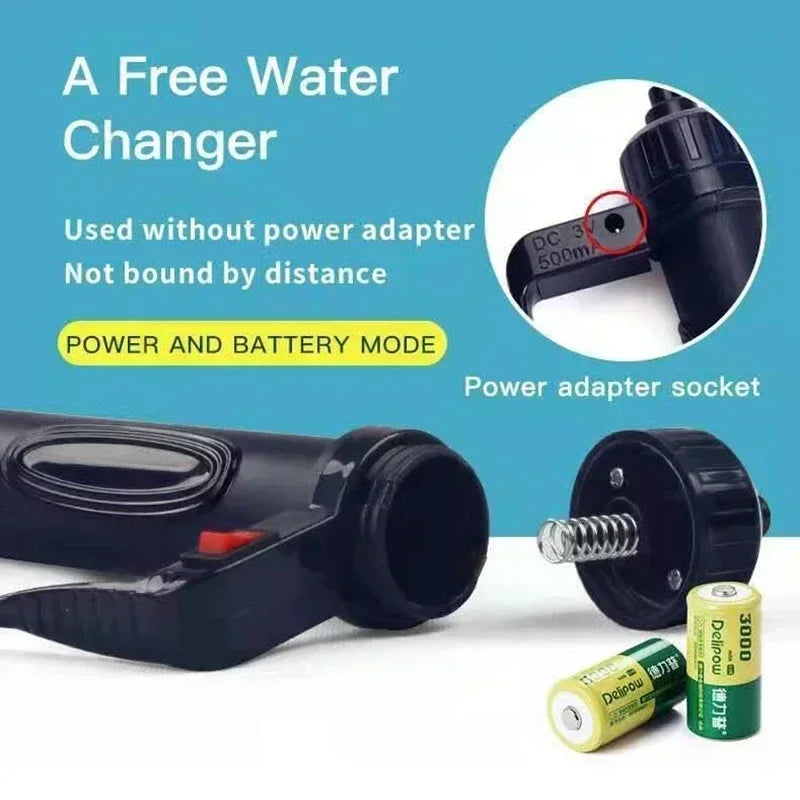 New Electric Large Fish Tank Water Change Pump Cleaning Tool, Gravel Cleaner, and Siphon Aquarium Filter Pump.