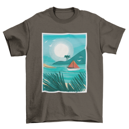 Watercolor beach t-shirt design