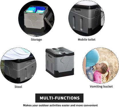 Portable Toilet for Camping，Camping Potty for Home/Camping/Boat/Hiking/Long Trips/Beach Use（Black）