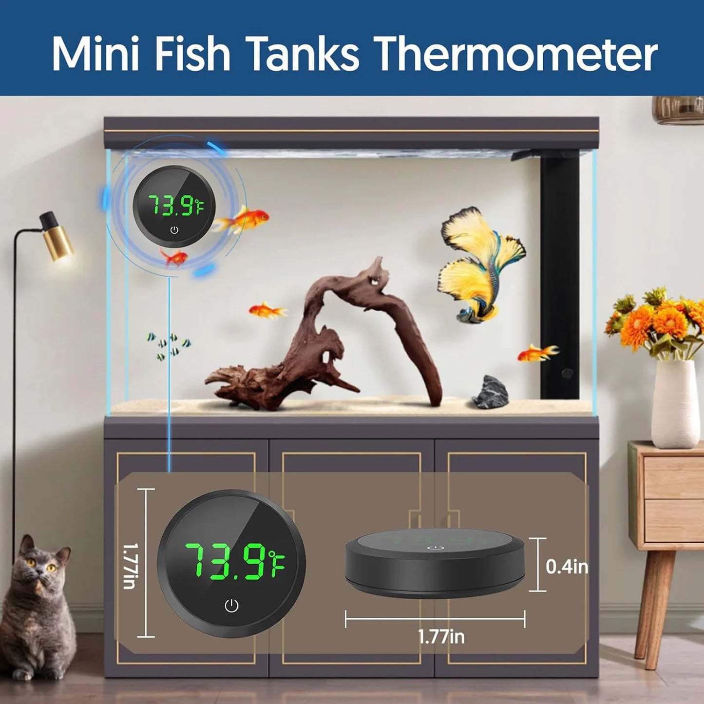 Aquarium Electronic Thermometer LCD Temperature Display Batteries Powered for Pet House Plant House Using